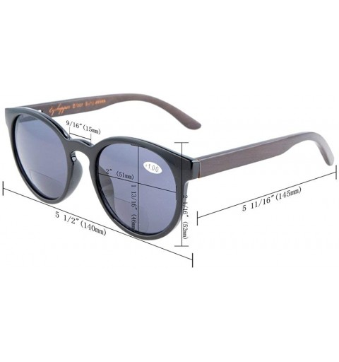 Round Quality Spring Hinges Wood Temples Oval Round Bifocal Sunglasses Women - Grey Tortoise - C7183KC779L $12.01