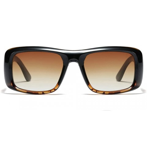 Square Vintage Inspired Designer Square Sunglasses Unisex Rectangular Frame Thick Rim - Tortoise Brown - C018Z8AXOOG $17.41