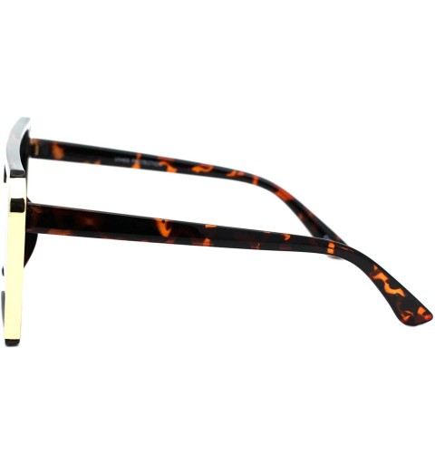 Oversized Womens Oversized Geometric Sunglasses Flat Top Square Metal Side UV 400 - Tortoise (Brown) - CR195M4DTQ7 $12.27
