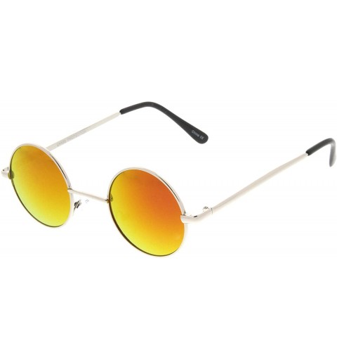 Round Small Retro Lennon Inspired Style Neutral-Colored Lens Round Metal Sunglasses 41mm - CT12MAAS4V3 $12.20