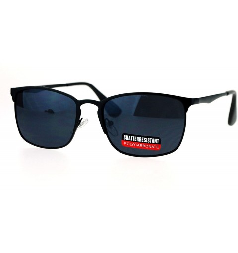 Rectangular Fashion Unisex Sunglasses Classic Metal Rectangular Frame UV 400 - Black (Black) - CR184W5Y2HH $12.49