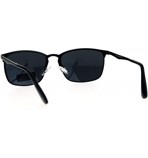 Rectangular Fashion Unisex Sunglasses Classic Metal Rectangular Frame UV 400 - Black (Black) - CR184W5Y2HH $12.49