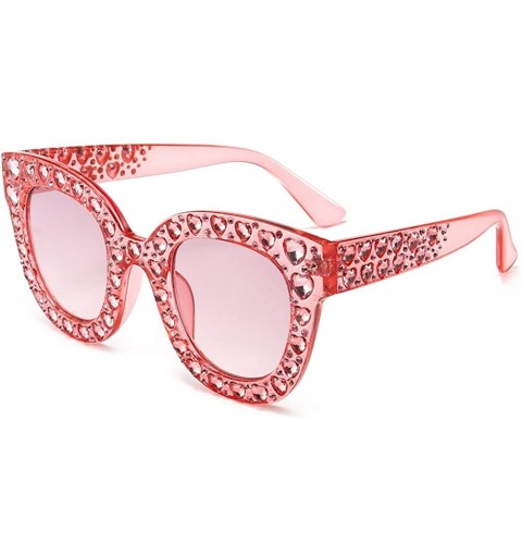 Oversized Womens Oversized Rhinestone Sunglasses Square Sun Glasses Women Accessories - Pink - C018EIKDT9O $22.42