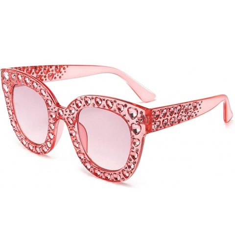 Oversized Womens Oversized Rhinestone Sunglasses Square Sun Glasses Women Accessories - Pink - C018EIKDT9O $11.36