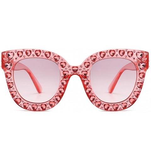 Oversized Womens Oversized Rhinestone Sunglasses Square Sun Glasses Women Accessories - Pink - C018EIKDT9O $11.36