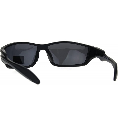 Sport Anti Glare Polarized Rectangular Warp Plastic Sport Sunglasses - Matte Black - C7186H5SEI0 $12.14