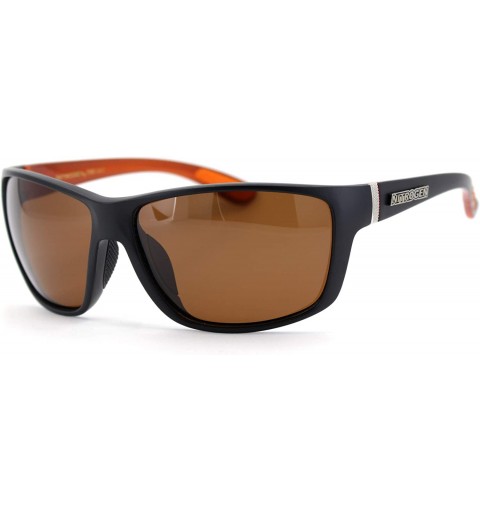 Sport Polarized Nitrogen Warp Sport Classic 90s Rectangular Sunglasses - Matte Black Orange Brown - CO18UCLIM3M $11.75