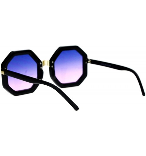 Square Womens Thick Plastic Octagon Retro Designer Sunglasses - Black Blue Pink - C812KRWSNHJ $9.31