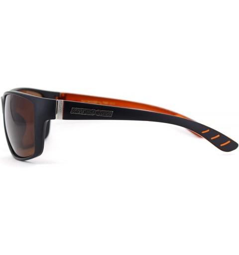 Sport Polarized Nitrogen Warp Sport Classic 90s Rectangular Sunglasses - Matte Black Orange Brown - CO18UCLIM3M $11.75