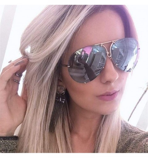 Oval Sunglasses Women Retro Classic Brand Designer Oval Sunglasses Coating Mirror Lens Shades - Silver Clear Lens - C9198O702...