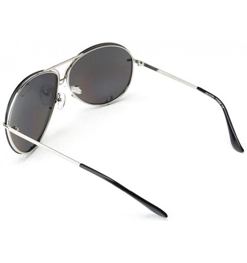 Oval Sunglasses Women Retro Classic Brand Designer Oval Sunglasses Coating Mirror Lens Shades - Silver Clear Lens - C9198O702...