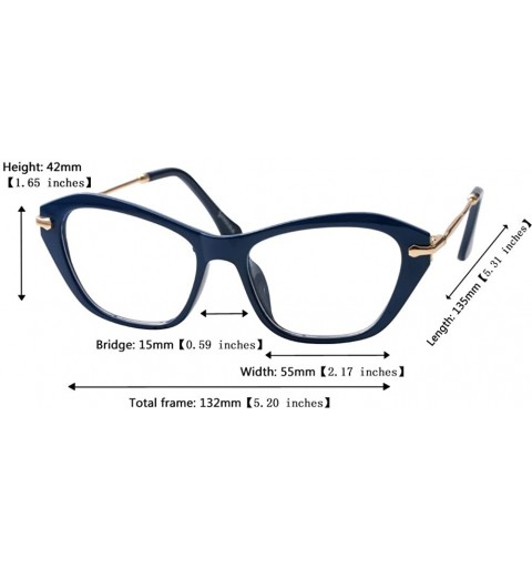 Cat Eye Womens Quality Fashion Alloy Arms Cateye Customized Reading Glasses - 2 Pairs / Blue + Glass - CC18H478AEC $12.42