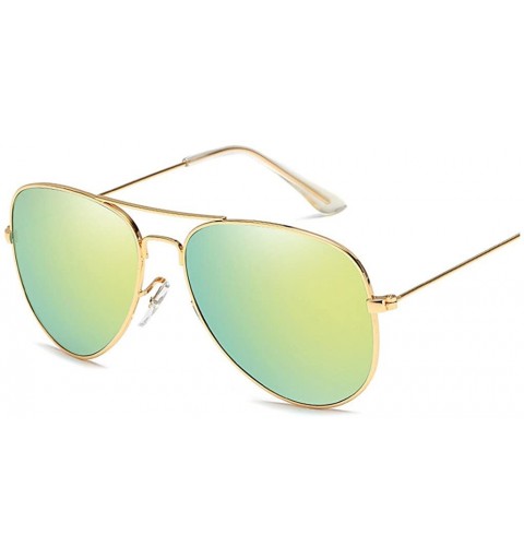 Aviator Premium Classic Aviator Sunglasses - Metal Frame Glasses 100% UV protection - Green-yellow - CV1836724O0 $9.66