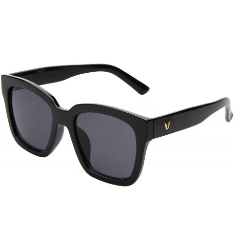 Oversized Designer Oversized vintage classic Women Men Sunglasses Glasses 1212 - Black Frame Black Lenses - CM12MZWH78P $23.35