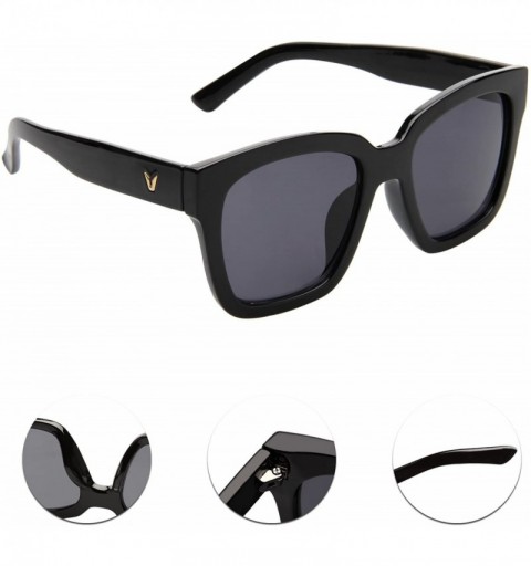 Oversized Designer Oversized vintage classic Women Men Sunglasses Glasses 1212 - Black Frame Black Lenses - CM12MZWH78P $23.35