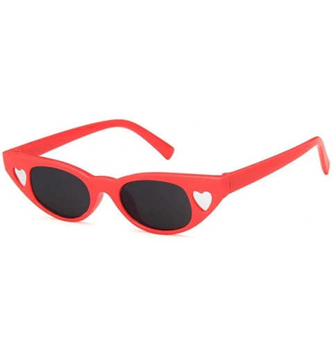 Oval Unisex Sunglasses Retro Bright Black Rose Red Drive Holiday Oval Non-Polarized UV400 - Rose Red - C118RKGAAM8 $7.79