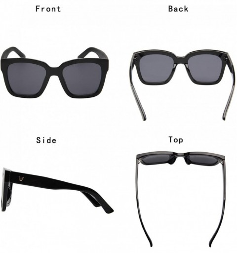 Oversized Designer Oversized vintage classic Women Men Sunglasses Glasses 1212 - Black Frame Black Lenses - CM12MZWH78P $23.35