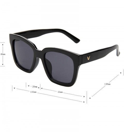 Oversized Designer Oversized vintage classic Women Men Sunglasses Glasses 1212 - Black Frame Black Lenses - CM12MZWH78P $23.35
