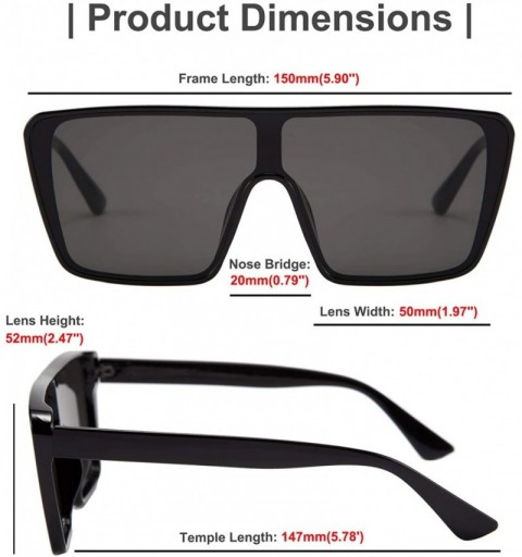 Square Oversize Siamese Lens Sunglasses Women Men Flat Top Fashion Shades - Black - CZ194AGW8AL $11.58