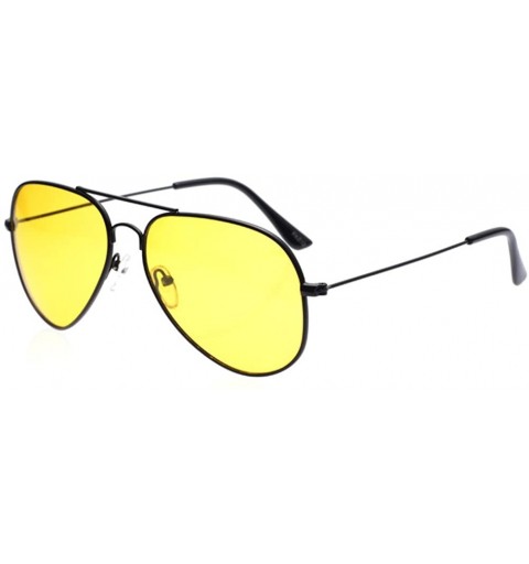 Aviator Night Vision Polarized Aviator Sunglasses for Driving - Black/Yellow - CU11LVK6ZY5 $11.66