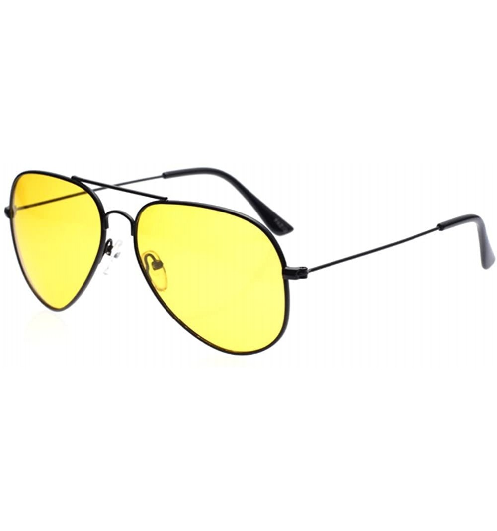 Aviator Night Vision Polarized Aviator Sunglasses for Driving - Black/Yellow - CU11LVK6ZY5 $11.66
