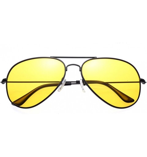 Aviator Night Vision Polarized Aviator Sunglasses for Driving - Black/Yellow - CU11LVK6ZY5 $11.66