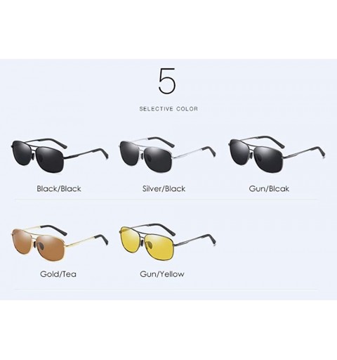 Aviator Sunglasses Men's Polarized Sunglasses Antiglare Night Vision Brightening Driving Sunglasses - E - CB18QR77HS9 $70.00