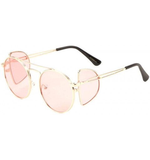 Round Side Lens Shield Round Front Lens Sunglasses - Pink - CU1987G02ZC $14.16