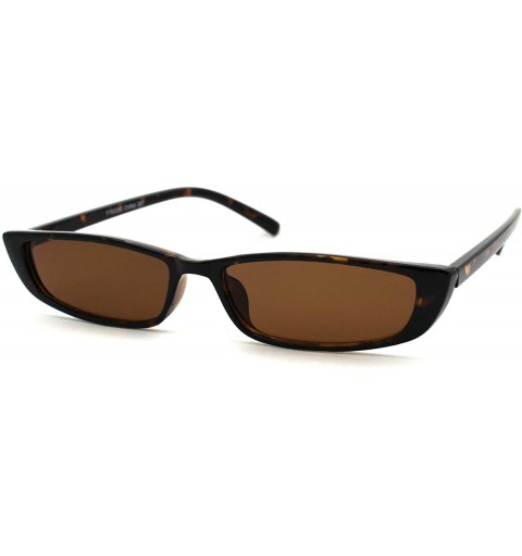 Rectangular Mod Narrow Rectangular Retro Dad Shade Pleastic Sunglasses - Tortoise Brown - CO18W0AGZWL $19.29