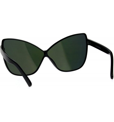 Cat Eye Womens Oversize Cat Eye Butterfly Thin Plastic Color Mirror Sunglasses - Black Orange - CJ18C95QLYC $8.84