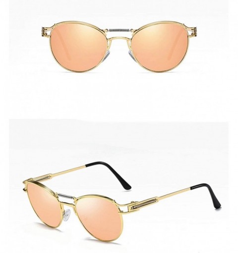 Round Classic style Spring Legs Sunglasses for Men and Women Metal PC UV400 Sunglasses - Gold Pink - CO18SARRURE $20.25