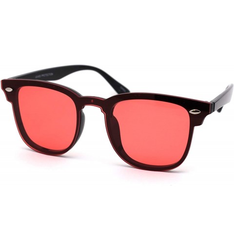 Rectangular Mens Color Lens Half Rim Rimless Flat Panel Shield Nerdy Sunglasses - Red - CZ18ZCKSRRX $10.64