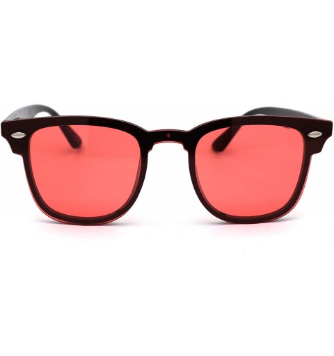 Rectangular Mens Color Lens Half Rim Rimless Flat Panel Shield Nerdy Sunglasses - Red - CZ18ZCKSRRX $10.64