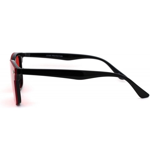 Rectangular Mens Color Lens Half Rim Rimless Flat Panel Shield Nerdy Sunglasses - Red - CZ18ZCKSRRX $10.64