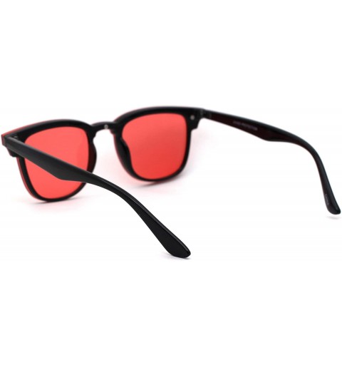 Rectangular Mens Color Lens Half Rim Rimless Flat Panel Shield Nerdy Sunglasses - Red - CZ18ZCKSRRX $10.64