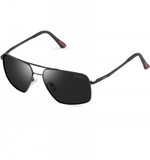 Square New Fashion Metal Frame Polarized Square Sunglasses for Men and Women - Black - C918RZLM6D8 $43.67
