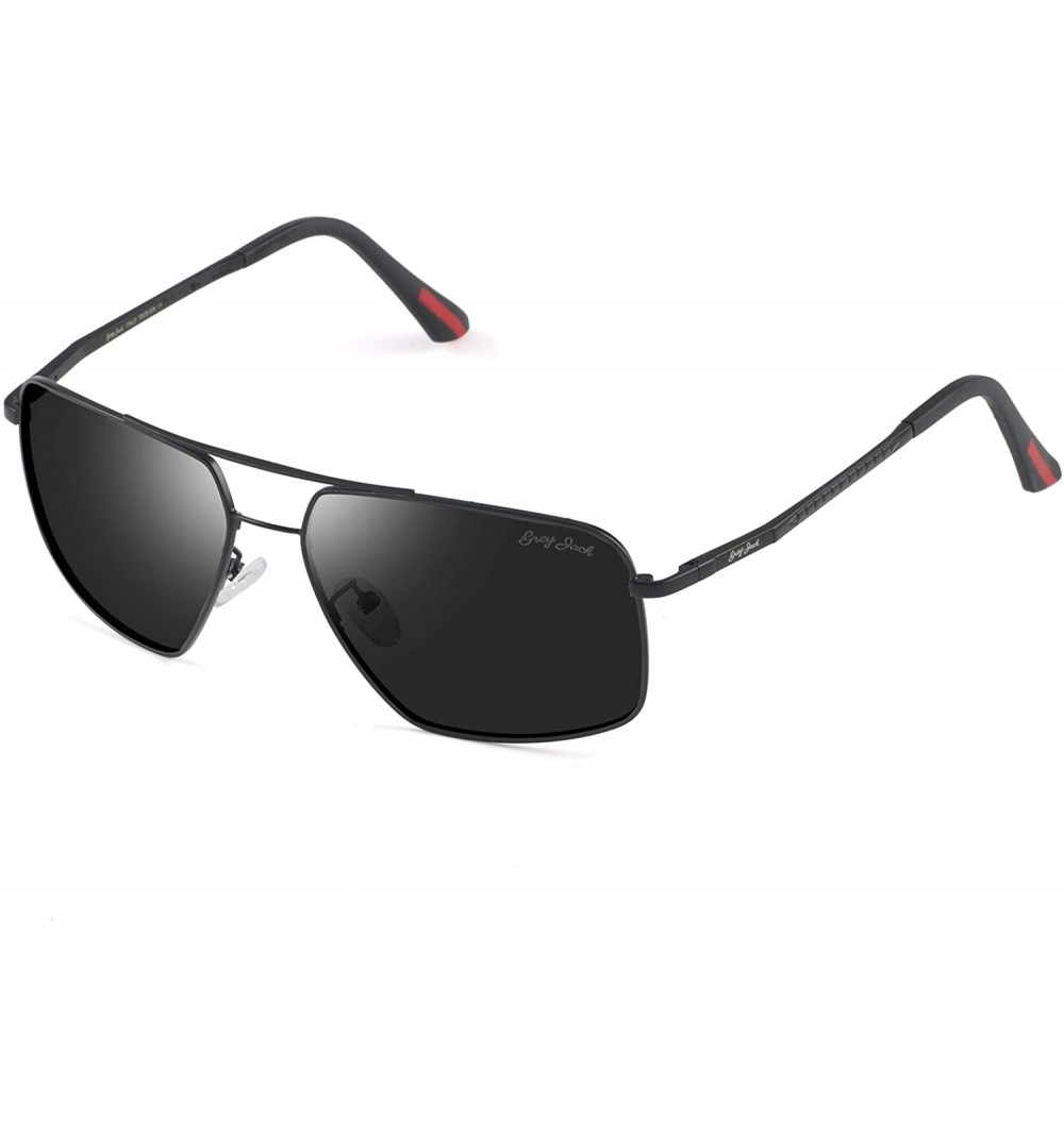 Square New Fashion Metal Frame Polarized Square Sunglasses for Men and Women - Black - C918RZLM6D8 $20.24