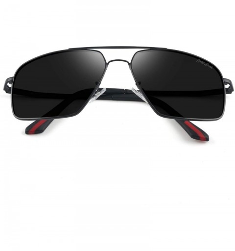 Square New Fashion Metal Frame Polarized Square Sunglasses for Men and Women - Black - C918RZLM6D8 $20.24