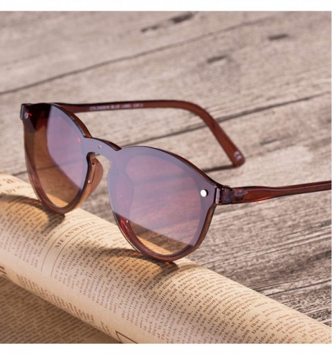 Round Linno Lightweight Horn Rimmed Round Retro Sunglasses for Men Women 100% UV Protection - Brown - CP18LQXTWO7 $14.84