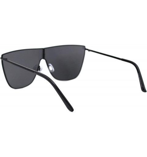 Square Womens Modern Fashion Sunglasses Square Metal Frame Mono Lens UV 400 - Black (Black) - CJ18ZWO388H $15.32