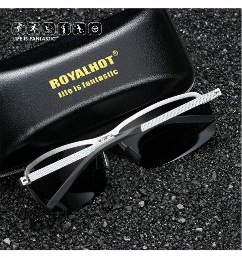 Rimless Polarized Semi-rimless Sunglasses for Men Alloy Rectangular Frame for Driving Fishing UV400 Protection - Black - CF18...