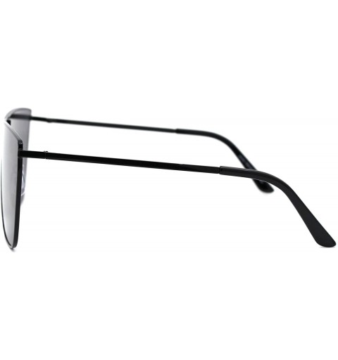 Square Womens Modern Fashion Sunglasses Square Metal Frame Mono Lens UV 400 - Black (Black) - CJ18ZWO388H $15.32