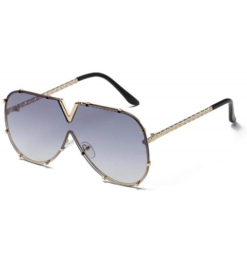 Goggle Fashion V Oversized Sunglasses Men Women Mirror Driving Sunglass Eyewear Luxury Cool Metal Frame UV400 Sun - 1 - CF198...