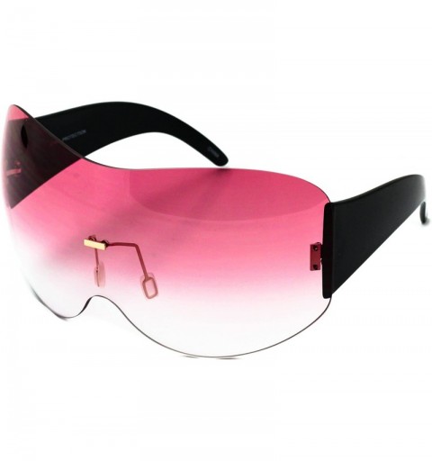 Square Big Huge Oversize Glasses Rimless Shield Visor Aviator Sunglasses Mirror Oceanic Tinted Lens - Pink - C211HWMDPVR $25.81