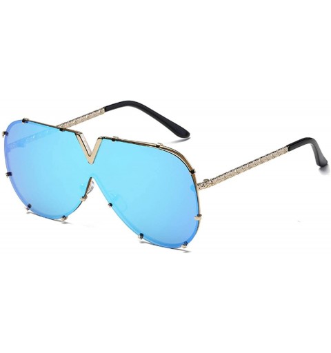 Goggle Fashion V Oversized Sunglasses Men Women Mirror Driving Sunglass Eyewear Luxury Cool Metal Frame UV400 Sun - 1 - CF198...