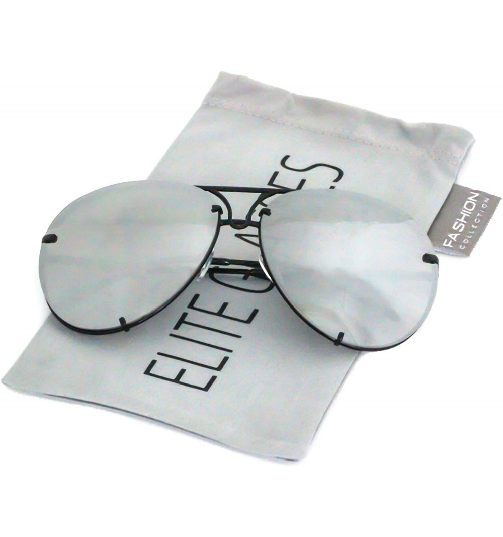 Wrap Aviator Poshe Oceanic Lens Twirl Metal Design Frames Sunglasses - Black - Silver Mirror - CC18TMUCNWX $22.02