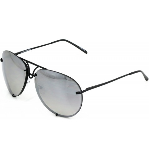 Wrap Aviator Poshe Oceanic Lens Twirl Metal Design Frames Sunglasses - Black - Silver Mirror - CC18TMUCNWX $22.02