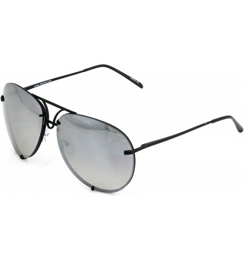 Wrap Aviator Poshe Oceanic Lens Twirl Metal Design Frames Sunglasses - Black - Silver Mirror - CC18TMUCNWX $11.46