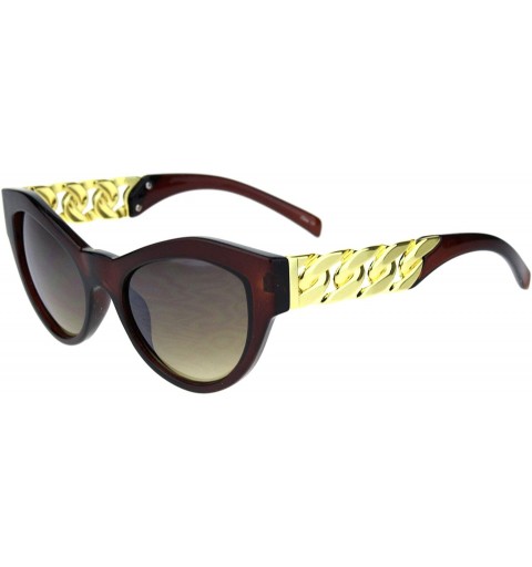 Cat Eye Womens Heavy Thick Metal Chain Arm Squared Cat Eye Sunglasses - All Brown - CY18QIN56LC $10.61