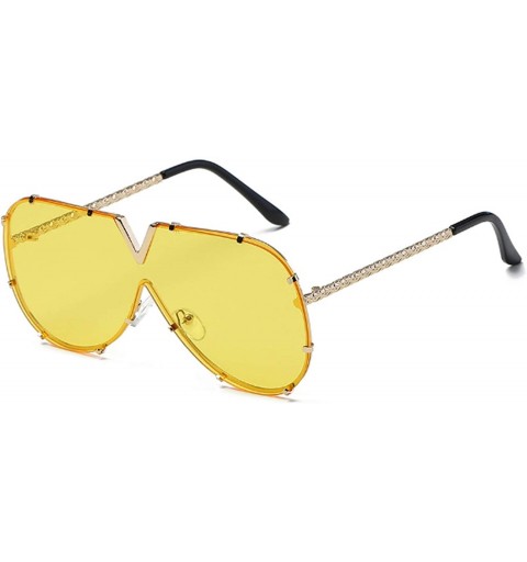 Goggle Fashion V Oversized Sunglasses Men Women Mirror Driving Sunglass Eyewear Luxury Cool Metal Frame UV400 Sun - 1 - CF198...